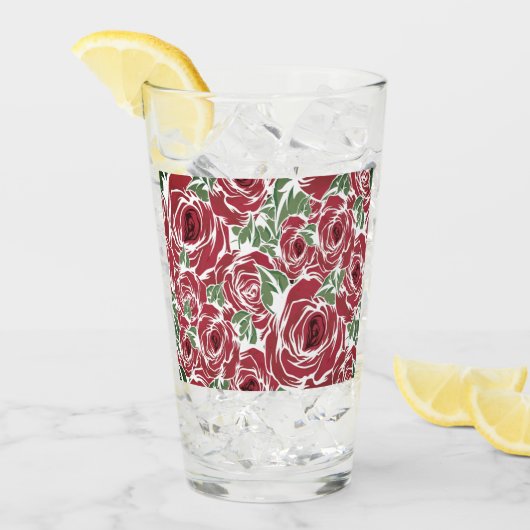 Rozen Landrode groene  bloem Glas (Voorkant ijs)