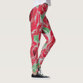 Rozen Landrode groene  bloem Leggings (Rechts)