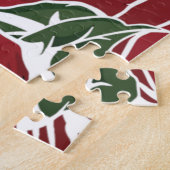 Rozen Landrode groene bloem Legpuzzel (Zijkant)