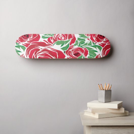 Rozen Landrode groene  bloem Skateboard (Muurkunst (Horizontaal))