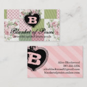 rozen, lappendeken, kantelend naaien visitekaartje (Voorkant / Achterkant)