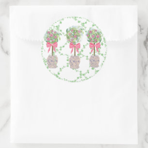 Rozen Lattice Groene Topiary Ginger potjes Ronde Sticker