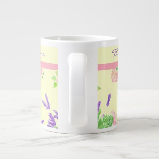 Rozen, lavender, Mock Oranje Waterverf Patroon Jumbo Beker (Achterkant)