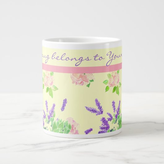 Rozen, lavender, Mock Oranje Waterverf Patroon Jumbo Beker (Voorkant)