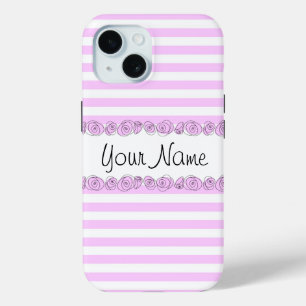 Rozen Lila 'Naam' gestreepte iPhone case verticaal