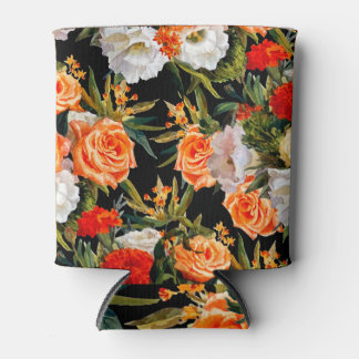 Rozen, lisianthus, zwarte achtergrond, bloemenmoti blikjeskoeler