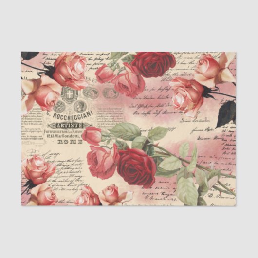 Rozen Manuscript Roze Blush Ephemera Tissuepapier (Voorkant)