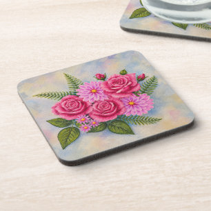 Rozen met Dahlias Bier Onderzetter