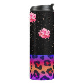 Rozen met dierenprint thermosbeker (Gedraaid links)