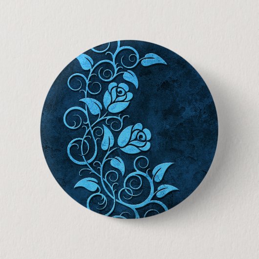 Rozen met draaisel, blauw ronde button 5,7 cm (Voorkant)