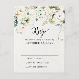 Rozen met een botanische bruiloft RSVP Briefkaart
