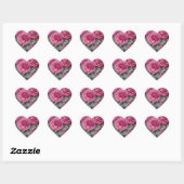 Rozen met fijne pasta-roze bruiloft hart sticker (Vel)
