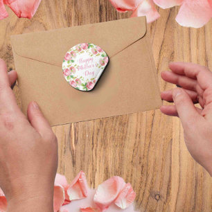  rozen met gekleurde roze - Happy Moederdag Ronde Sticker