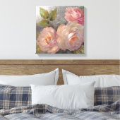 Rozen met grijs canvas afdruk (Insitu (Slaapkamer))