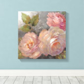 Rozen met grijs canvas afdruk (Insitu (Houten vloer))
