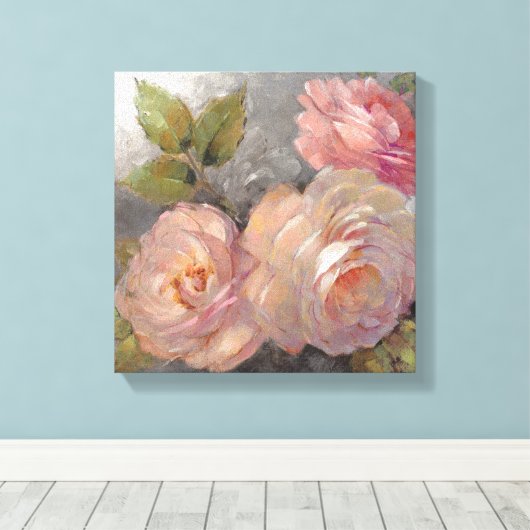 Rozen met grijs canvas afdruk (Insitu (Houten vloer))