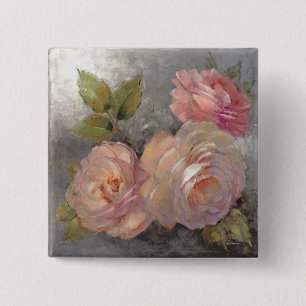 Rozen met grijs vierkante button 5,1 cm