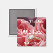 Rozen met het Verloving Dates Diamond Magneet (Voorkant / Achterkant)
