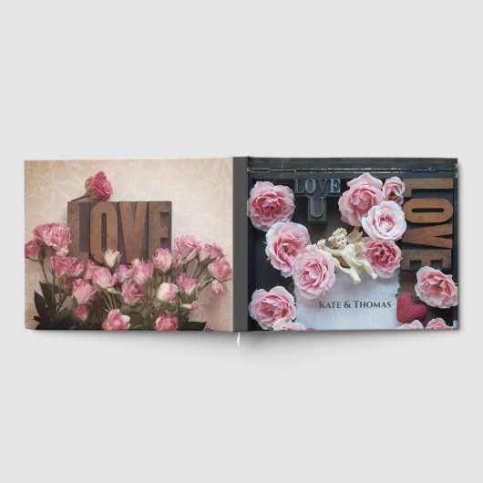 Rozen met liefdeswoorden en engel gastenboek (Volledig)