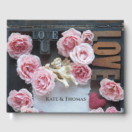 Rozen met liefdeswoorden en engel gastenboek