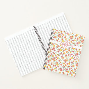 Rozen met monogram en naam Notitieboek