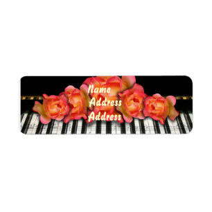 Rozen met toetsenbord Pianolabel Etiket