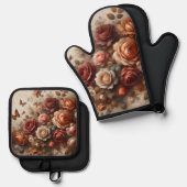  Rozen met Vlinders Ovenwant & Pannenlap Set (Voorkant / Achterkant)