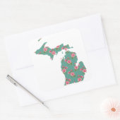  Rozen Michigan | Aqua Dotted Floral Vierkante Sticker (Envelop)