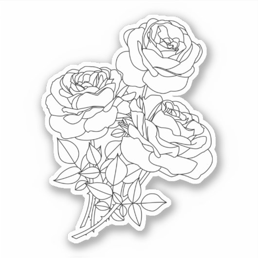 Rozen Minimal Line Art Tekening Sticker (Voorkant)
