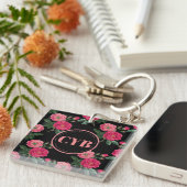 Rozen Monogram AcrylSleutelhanger Sleutelhanger (Voorkant Rechts)