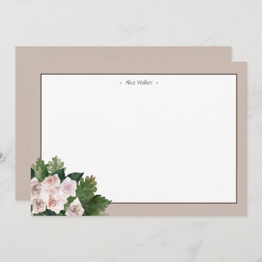 rozen monogram blozen Kaart Notitiekaartje (Voorkant / Achterkant)