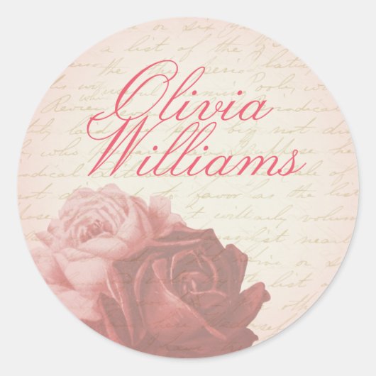 rozen monogram / naam florale sticker (Voorkant)