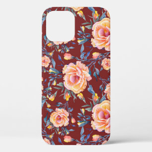 Rozen, naadloos, rood achtergrondpatroon iPhone 12 hoesje