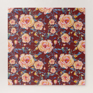 Rozen, naadloos, rood achtergrondpatroon legpuzzel