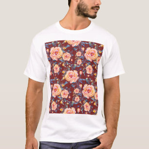 Rozen, naadloos, rood achtergrondpatroon t-shirt