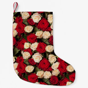 Rozen, naadloze, elegante achtergrond tegel kleine kerstsok