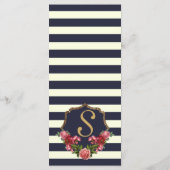 Rozen Navy Stripes en Gold Wedding Programma's (Achterkant)