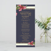 Rozen Navy Stripes en Gold Wedding Programma's (Staand voorkant)