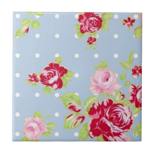 Rozen op blauwe tegel tegeltje