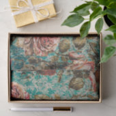  Rozen op Blauwgroen tissuepapier (Geschenk)