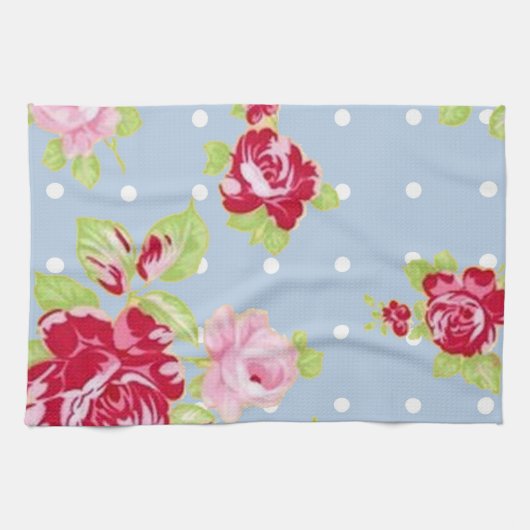 Rozen op de blauwe keukenhanddoek (Horizontaal)