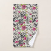 Rozen op dierpatronen bad handdoek (Handdoek)