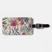 Rozen op dierpatronen bagagelabel (Voorkant horizontaal)