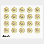 Rozen op goud Gepersonaliseerd Ronde Sticker (Vel)