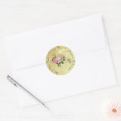 Rozen op goud Gepersonaliseerd Ronde Sticker (Envelop)
