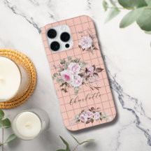 Rozen op Grids Personaliseer Naam iPhone Case