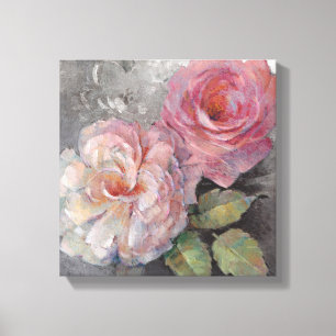 Rozen op grijs canvas afdruk