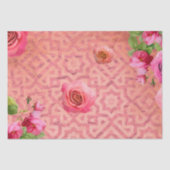 Rozen op het  Antiek roze Marokkaanse patroon Tissuepapier (Voorkant)