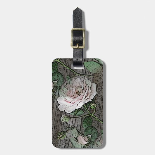 Rozen op hout bagagelabel (Voorkant verticaal)