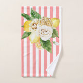 Rozen op roze strepen bad handdoek (Handdoek)